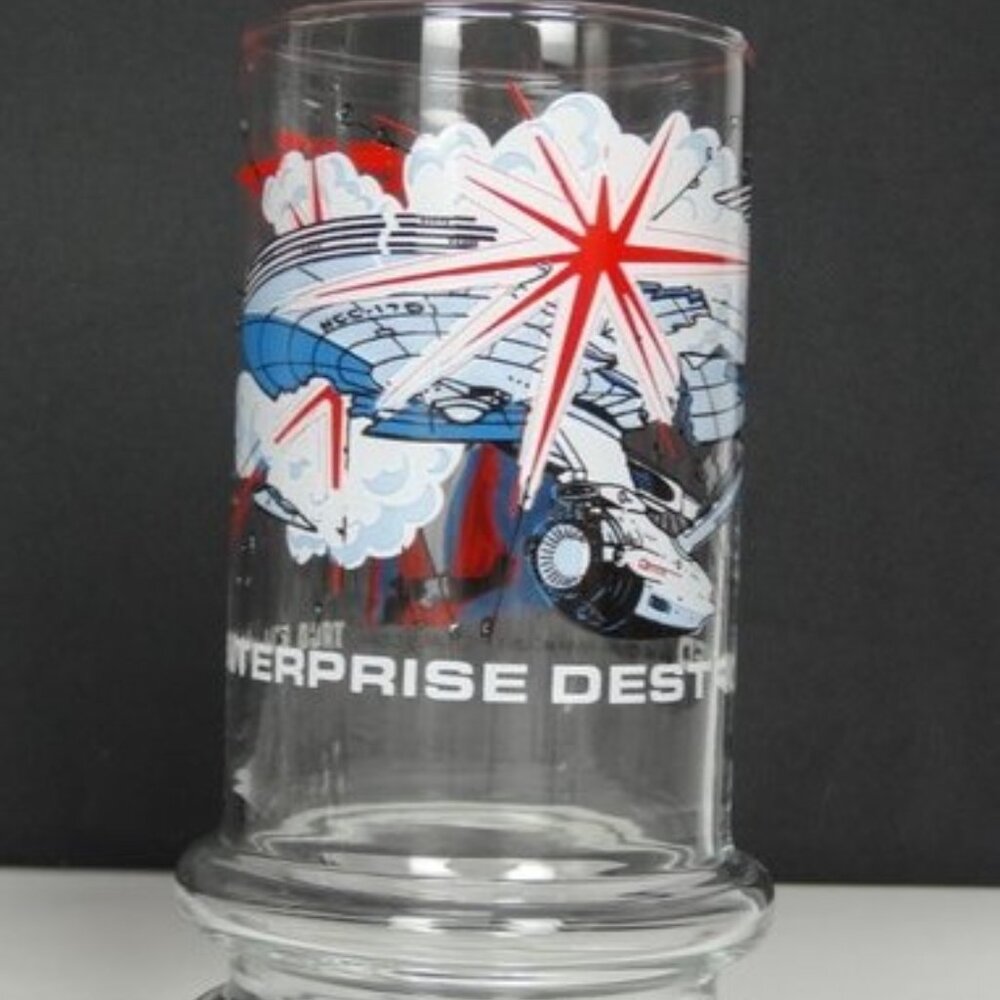NWOT Vintage Star Trek Enterprise Destroyer Glass 1984